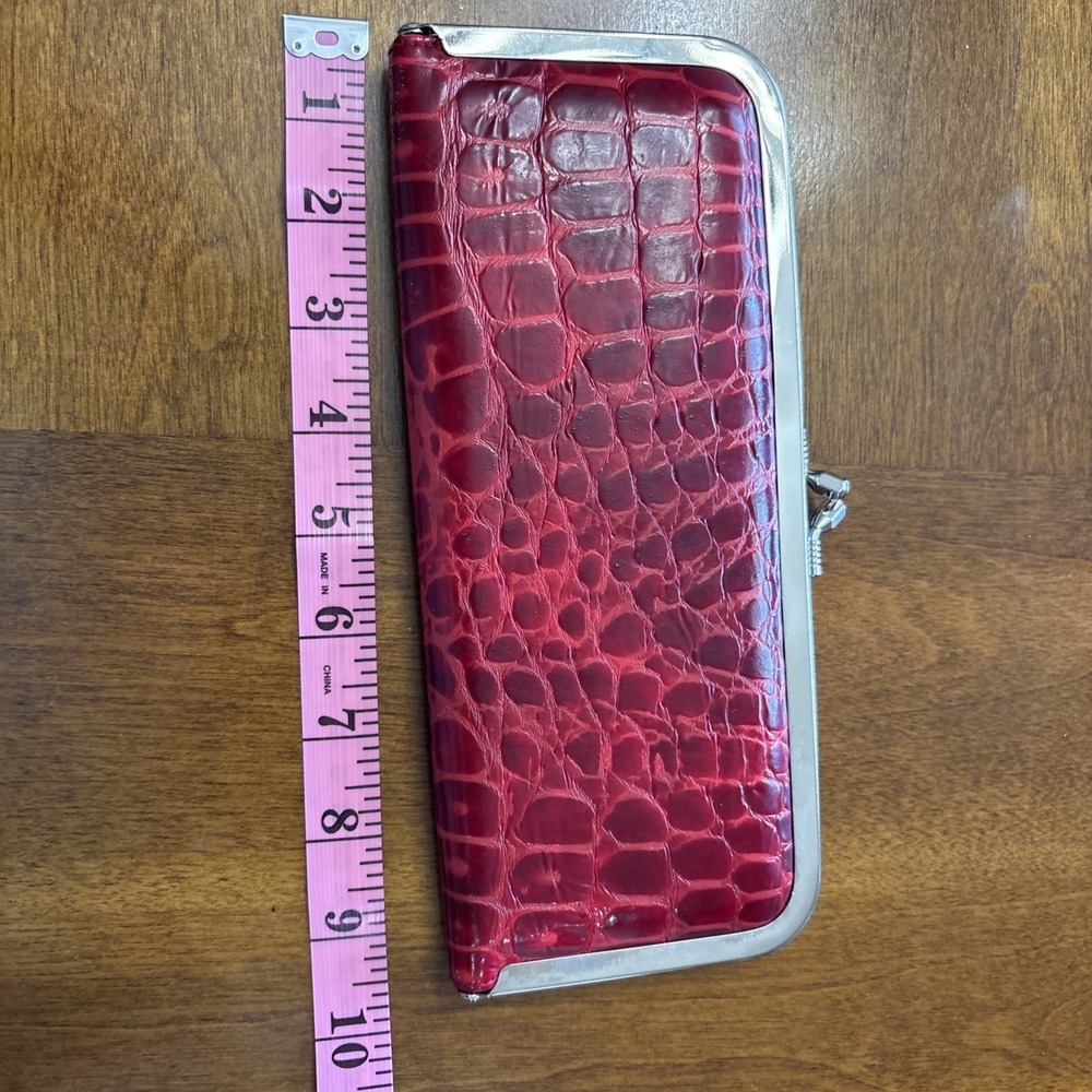 Red Faux Crocodile Leather‎ Clutch